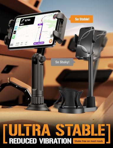 ToughTested Heavy Duty Cup Holder Tablet Mount for Car, iPad Cup Holder Mount with 360° Rotating Arm, Anti-Vibration Adjustable Holder for Tablets up to 13", Universal for Trucks, SUVs, Vans & GPS