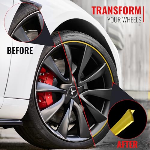 RIMiQ PROTECTiQ PRO Universal Rim Protection Trim - Curb Rash Guard with Award-Winning 3/8" Patented Design and Premium 3M Tape - Fits Up to 4X 24 Wheels, Cars, Trucks, SUVs - Yellow - color: Yellow, size: Protectiq Pro