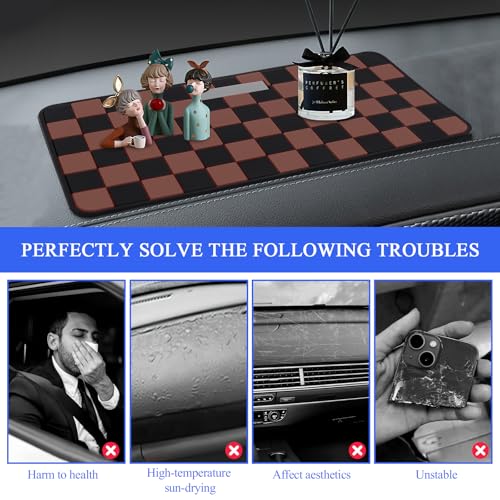 Wuyaoyao 2PCS Car Dashboard Anti Slip Mat, 12.2"×8.3" Non-Slip Dashboard Sticky Pad, PVC Car Dash Gripping Mat, Multifunctional Auto Grip Mat for Phones Sunglasses Keys Electronic Devices (Brown) - color: Brown