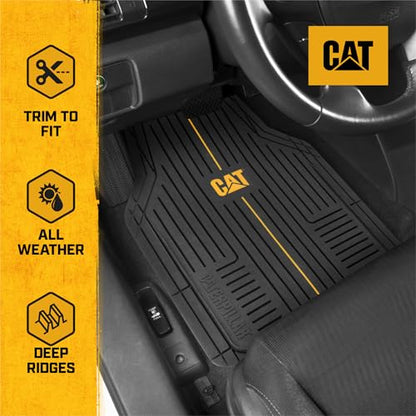 CAT® Signature™ Heavy-Duty 3-Piece All Weather Floor Mats for Cars, Trucks & SUVs – Trim-to-Fit Rubber Car Mats Full Set, Waterproof Automotive Floor Mats, Interior Accessories & Car Rug Protection - style: Cat Signature - Universal 3pc Mats