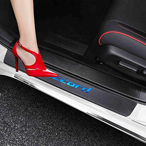 XITER for Honda Accord 2012-2025 Carbon Fiber Leather Car Door Sill Scuff Plate Guard Sills Door Entry Guard Protector Trim Autoparts Accessories 4PCS (Blue) - color: BLUE