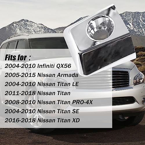 Chrome Door Handle Keyhole Frame Cover Compatible with 2004-2019 Armada Titan 80647-ZC00A 80647-9FU0B