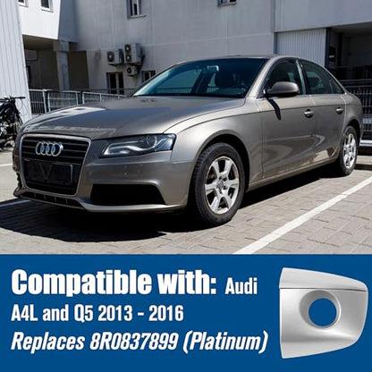 Door Handle Cap for Audi Q5 and A4L 2013 2014 2015 2016, Front Left Chrome Exterior Door Handle Key Hole Cover Lock Cap Replaces 8R0837899 (Platinum)