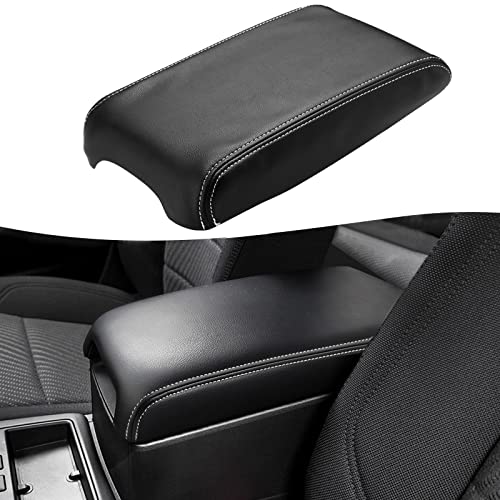 KBH Center Console Armrest Cover Upholstery for Toyota Camry 2012-2017, Vinyl Leather, Middle Console Replacment Covering, Black-Gray Stitch (Leather Part Only) - color: Black-Gray Stitch, size: Camry 2012-2017