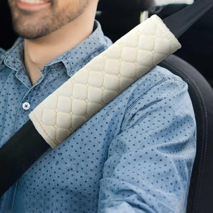 Yumikoo Plush Seat Belt Pads - Set of 2 Cozy & Soft Car Seat Belt Cushions for Comfortable Travel - Perfect for Road Trips and Airplane Rides (White) - color: white