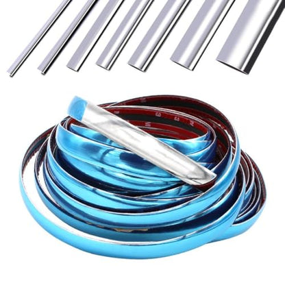 3Pcs 10Ft Car Trim Strip Self-Adhesive, Chrome Silver Automotive Car Exterior and Interior Molding Trim Bumper Window Door Body Side Decorative Strip