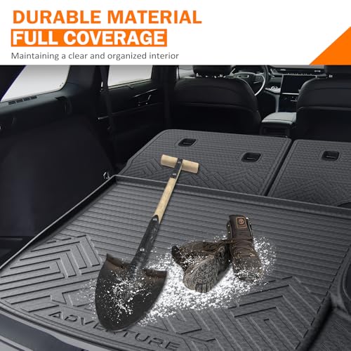 KUST Trunk Cargo Mat for Jeep Grand Cherokee 2011-2021, TPE Rubber Trunk Liner with Backrest Mat for Grand Cherokee Accessories All Weather Back Seat Protector Rear Cargo Liner Raised Edge - size: Cargo Mat