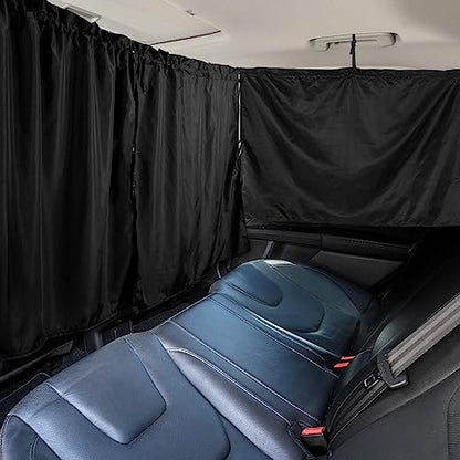 PAMASE Set of 3 Car Window Shades - 95% Light Blocking Sunshades, 1 Privacy Divider Curtains & 2 Side Window Covers, Wide Sedan SUV Accessories for Kids Baby Travel Camping Nap Sleeping