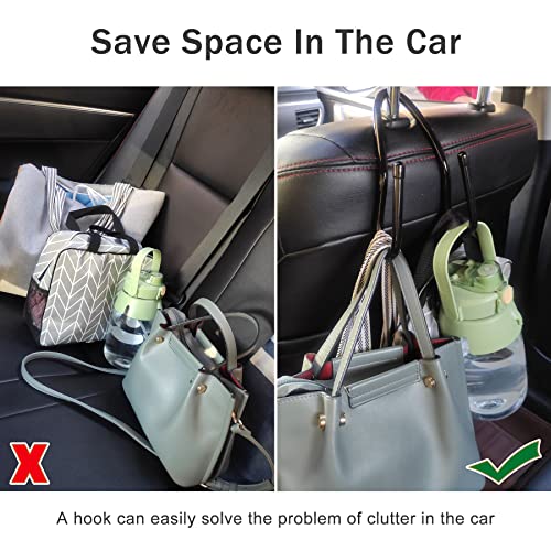 Adjustable Car Seat Headrest Hook 4 Pack Car Storage Organizer Headrest Hanger Holder Hooks for Bags Purses Jackets Sweaters Hats Umbrella, Seat Hooks for Vehicle