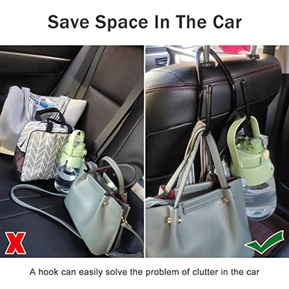 Adjustable Car Seat Headrest Hook 4 Pack Car Storage Organizer Headrest Hanger Holder Hooks for Bags Purses Jackets Sweaters Hats Umbrella, Seat Hooks for Vehicle