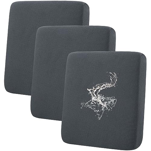 hyha Waterproof Couch Cushion Covers for Pets, Non Slip Sofa Seat Cover for Dogs Washable, Soft Thick Stretch Jacquard Fabric, Sofa Slipcovers with Elastic Bottom (3 Pieces, Grey) - color: Grey, size: 3PC