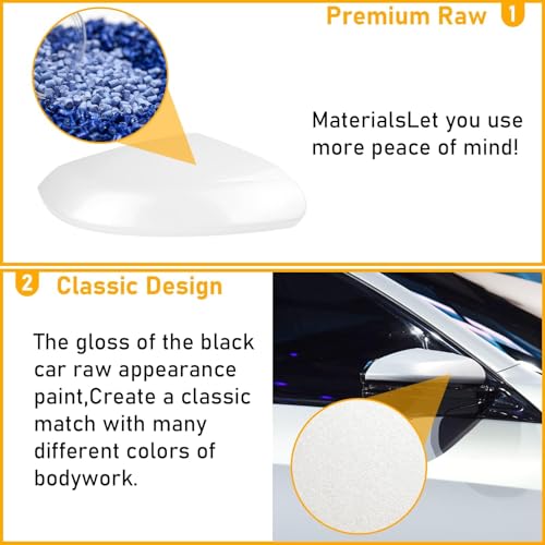 Moonlinks Compatible with 2016-2021 Honda Civic Side Mirror Cover Replacement Passenger Side,Platinum White Pearl for 10th Gen Civic,2019-2022 Insight,RH Sideview Mirror Cap Trim(1PC) - size: 10th-Right White