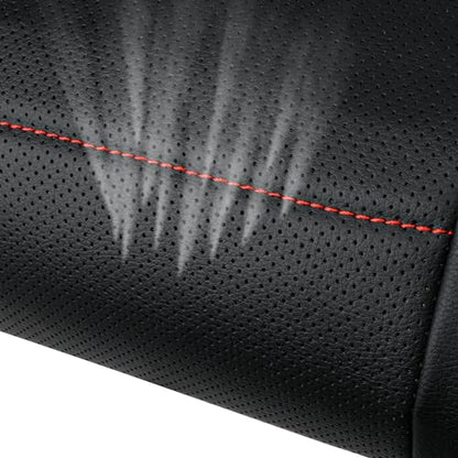 CAR PASS Universal FIT Piping Leather Two Front Seat Covers, Waterproof Faux Leather for SUV Sedan Van Truck, Airbag Compatible,Reserved Opening Holes for Headrest Covers. (Black red) - color: Black Red