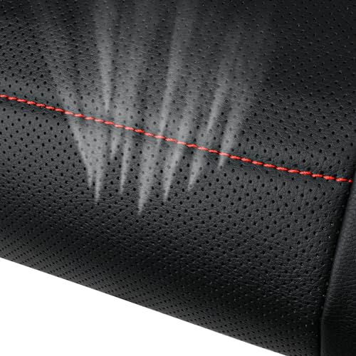 CAR PASS Universal FIT Piping Leather Car Seat Cover, for suvs,Van,Trucks,Airbag Compatible,Inside Zipper Design and Reserved Opening Holes (Full Set, Black and Red) - color: Red Black
