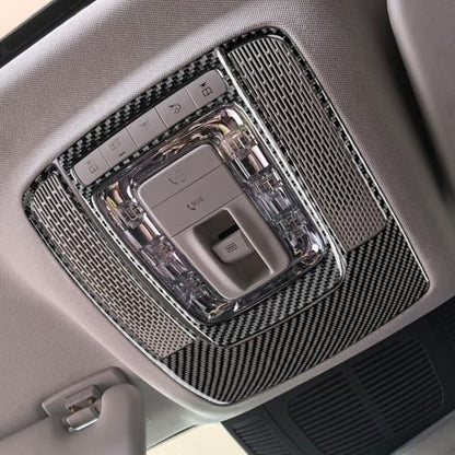 NVCNX Carbon Fiber Accessories for Mercedes Benz GLE GLS 350 450 450e 580 53 63 S AMG 2020-2026 2021 2022 2023 2024 2025 Front Reading Light Panel Cover Interior Trim Thick Overlay Sticker Decal 2PCs - color: Front Reading Light Panel Trim
