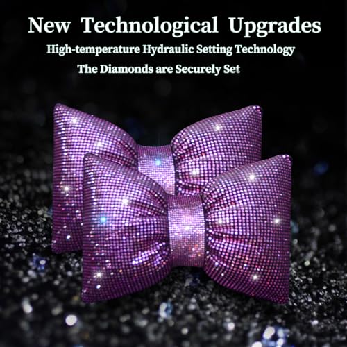 Car Pillow Headrest Auto Seat Headrest Cushion with Bow Tie Sparkly Bling Bling Rhinestone Accessories for Women Girls and Ladies Travel Comfort Head and Neck Rest Pink 2Pcs - color: Pink