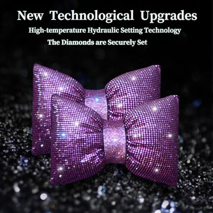 Car Pillow Headrest Auto Seat Headrest Cushion with Bow Tie Sparkly Bling Bling Rhinestone Accessories for Women Girls and Ladies Travel Comfort Head and Neck Rest Pink 2Pcs - color: Pink