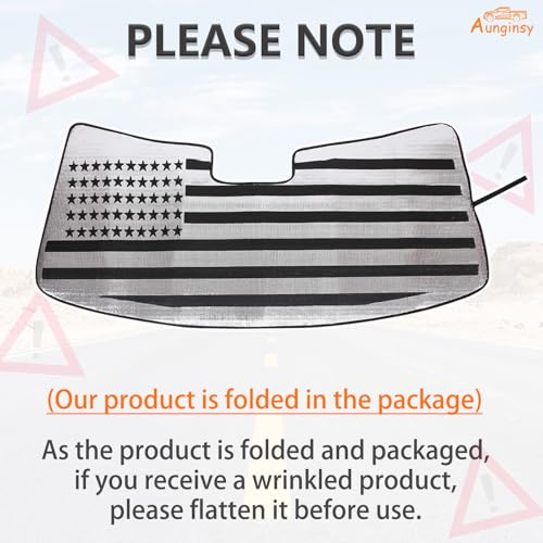 Car Front Windshield Sunshade Compatible with Toyota Tundra/Sequoia 2022-2026, Windshield Sunshades Foldable Reflective Sun Visor for UV Rays & Sun Heat Protection Car USA Flag Pattern Accessories - color: Silver(B)