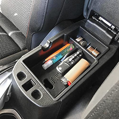 EDBETOS Center Console Organizer Tray Compatible with Jeep Renegade Accessories 2015-2019 2020 2021 2022 2023 Armrest Glove Box Secondary Storage (Black Trim) - color: Black