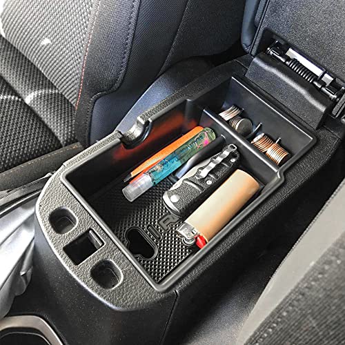 EDBETOS Center Console Organizer Tray Compatible with Jeep Renegade Accessories 2015-2019 2020 2021 2022 2023 Armrest Glove Box Secondary Storage (Black Trim) - color: Black