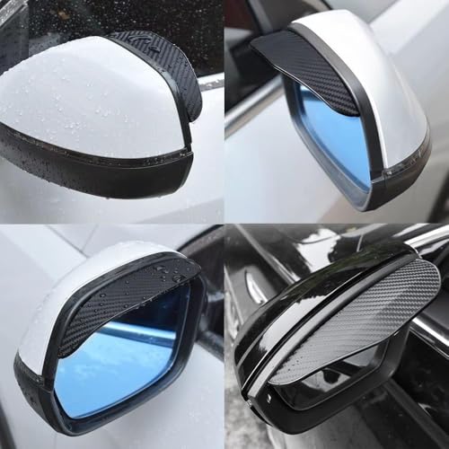 Car Rear View Mirror Rain Visor Guard, Auto Side Mirror Rain Eyebrow Cover,Mirror Visor Guard for Most Car, Truck and SUV,Carbon Fiber (2Pack)