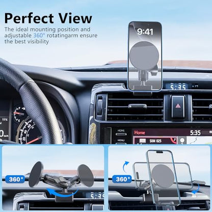 DIAMOOKY Metal Ultra Magnetic Phone Mount for Toyota 4Runner 2024 2023 2022 2021 2020-2010 5th Gen 4runner Accessories Dash Cell Phone Holder Adjustable Phone Stand Fit for All Smartphone for MagSafe - style: 2010-2024 (Magnetic)