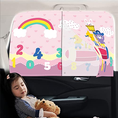 Car Sun Shade for Baby - EOHMAK Car Side Window Sun Shade Cover Upgrade Double Opening Car Interior Curtain Sun Blocker Blind (Pink Rainbow, 1 Pack) - color: Pink Rainbow, size: 1 Pack