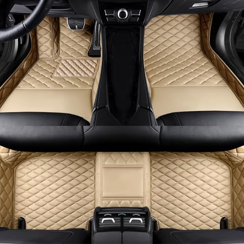 Customize All-Weather Protection Luxury Leather Floor Mats for Cars, SUVs, and Trucks According to Automotive Model (3D Beige Floor mats) - color: 3D beige floor mats