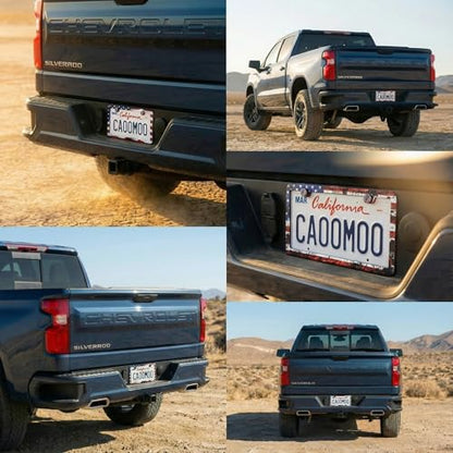 2 Pack License Plate Frames (USA American Flag Design) - Stainless Steel License Plate Frame with Screws Fasteners Caps (Rustic) - style: Rustic