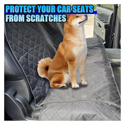 Waterproof Dog Car Seat Cover, Non-Slip Scratchproof Pet Car Back Seat Protector, Washable Hammock Bench Seats Cover, Universal Auto Interior Accessories for Cars/Trucks/SUVs (Black)