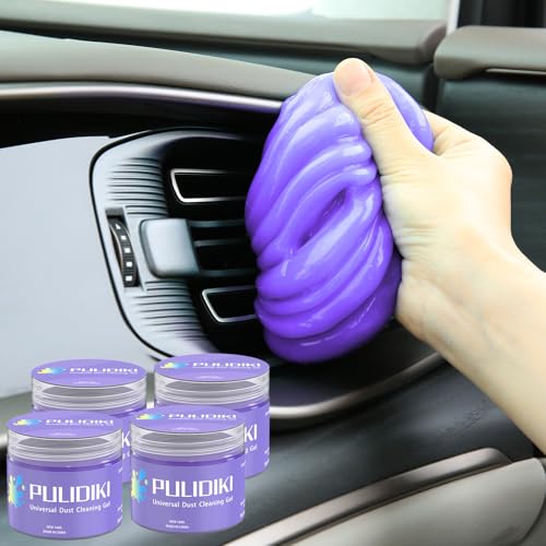 PULIDIKI Car Cleaning Gel for Car Cleaning Putty Car Putty Auto Detailing Tools Car Slime Cleaner Dust Cleaning Gel for Car Interior Cleaner Car Accessories Keyboard Cleaner Purple, 4 Pack (160g Each) - size: Purple 4 Jars (640g total)