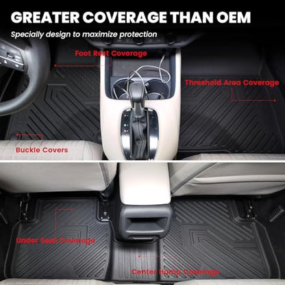 LASFIT Floor Mats & Trunk Mat for 11th Gen Honda Civic 2026 2025 2024 2023 2022 Sedan (Fits Rear Seats with or Without USB Ports), All Weather TPE Car Floor Liners,1st & 2nd Row & Trunk Liner - style: 1）For Honda Civic Sedan | 2022-2026 | Full Set (Rear S