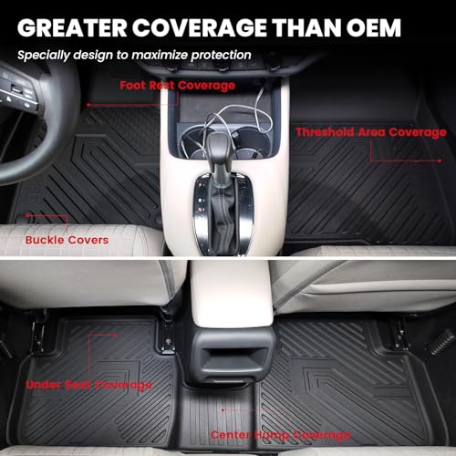 LASFIT Floor Mats & Trunk Mat for Honda Civic Sedan & Sedan Si 2012 2013 2014 2015, All Weather TPE Custom Fit Floor Liner, 1st & 2nd Row & Cargo Mat, Black (Not for Coupe) - style: 1）For Honda Civic | 2012-2015 | Full Set