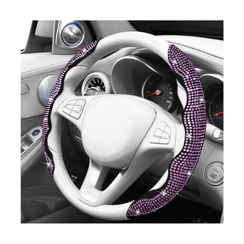 Bling Car Steering Wheel Cover, Rhinestones Non-Slip 15 Inches Vehicle Wheel Cover, Diamond Sparkling Steering Protector for Women Girls, Universal Automotive Accessories (Pink) - color: Pink
