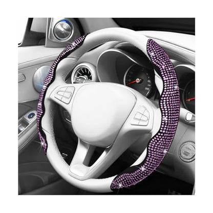 Bling Car Steering Wheel Cover, Rhinestones Non-Slip 15 Inches Vehicle Wheel Cover, Diamond Sparkling Steering Protector for Women Girls, Universal Automotive Accessories (Pink) - color: Pink