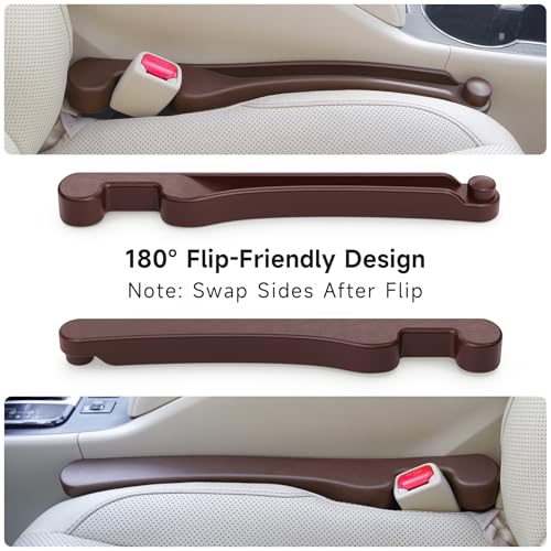 Car Seat Gap Filler 2 Pack Soft Foam Multifunctional Seat Side Gap Filler with Organizer & Hook Function, 3in1 Gap Stopper Universal Fit Car SUV Truck Fill The Gap Between Seat & Console (Deep Brown) - color: Dark brown, size: Most Cars – Standard