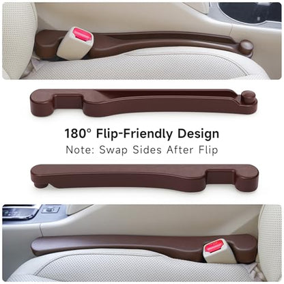 Car Seat Gap Filler 2 Pack Soft Foam Multifunctional Seat Side Gap Filler with Organizer & Hook Function, 3in1 Gap Stopper Universal Fit Car SUV Truck Fill The Gap Between Seat & Console (Deep Brown) - color: Dark brown, size: Most Cars – Standard