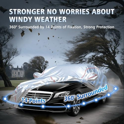 Car Cover Waterproof All Weather for Mercedes-Benz S-Class 2006-2025,All-Around Fastening and 4 Upgrades, 30s Quick-Install for Car Cover - size: 4（for Mercedes S-Class）