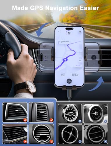 Wireless Car Charger, MOKPR Auto-Clamping Car Mount 15W/10W/7.5W Fast Charging CD Slot Air Vent Car Phone Mount Fit for iPhone 16 15/14/13/13 Pro/12 Pro Max/12 pro/12/11 Series, Samsung Galaxy Series - color: Dark Gray
