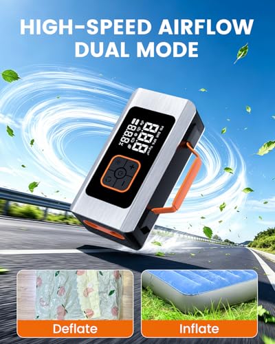 Tire Inflator Portable Air Compressor -150 PSI, 6X Faster Inflation, Digital Pressure Gauge, LED Work Light & Auto Shut-Off, Ideal for Cars, Motorcycles, Bicycles, Balls & Inflatables