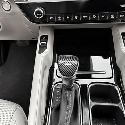 Car Knob Gear Protector, ABS Auto Shift Gear Cover, Gear Cover, Compatible with Kia Telluride 2020-2024 Accessories (Carbon Fiber Pattern) - color: Carbon Fiber Pattern