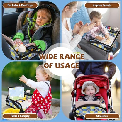 Kids Travel Tray for Airplane - Toddler Car Seat Table Tray, Road Trip Essentials for Boys & Girls, Carseat Lap Desk for Kids Road Trip Activities, Magic Circle - color: Magic Circle