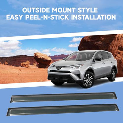 4PCS Rain Guards Fit for 2013-2018 Toyota RAV4 LE XLE SE, Tape-on Outside Mount Window Visors, Smoke Side Window Deflector, Vent Shade Shield, 2013 2014 2015 2016 2017 2018, Exterior Car Accessories - size: For 2013-2018 RAV4