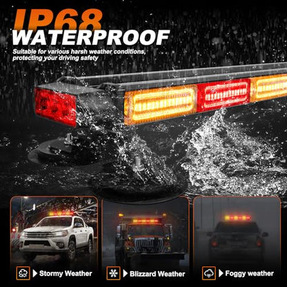 ASPL 26inch 126 LED Rooftop Emergency Strobe Lights Bar Double Side Flashing Safety Warning Traffic Advisor Light Bar Hazard Snow Plow Light for Work Trucks Vehicles Construction Tow Pickup(Amber/Red) - color: Amber/Red
