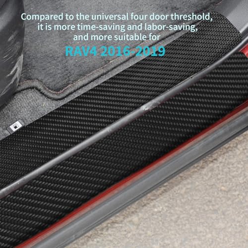 Bilisin 9PCS Car Door Sill Protector Compatible with Toyota RAV4 4th Gen 2016-2019,Carbon Fiber Leather Auto Trunk Door Sill Entry Guard Scratch Protector Accessories - size: for RAV4 4th Gen 2016-2019
