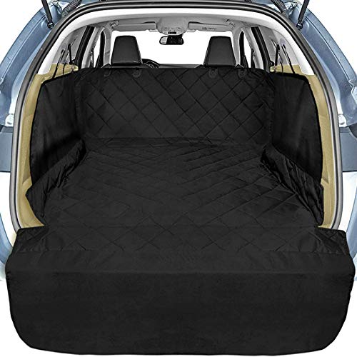 Veckle SUV Cargo Liner for Dogs with Side Flaps, Large (54" x 93") Water Resistant Trunk Cover, Non-Slip Pet Area Protector with Bumper Flap, Universal Fit for SUVs Sedans Vans, Black - color: Black, size: Large (With Flaps) 93"