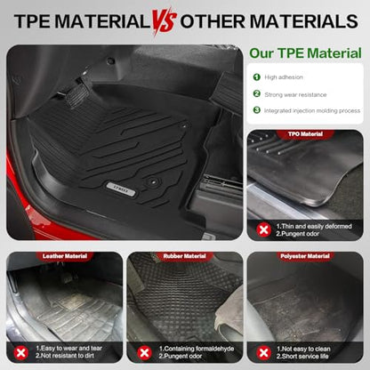 All Weather Floor Mat for 2014-2018 Chevy Silverado/GMC Sierra 1500 Crew Cab, 2015-2019 SLV/SRA 2500 3500 HD,TPE Car Mat Full Set 1st & 2nd Row All Weather Anti-Slip Waterproof Odorless - size: Chevy, style: 14-18 Chevy Silverado/GMC Sierra 1500 Crew Cab