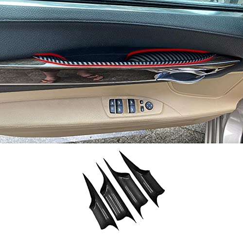 TKREENO Car Door Handle Cover for BMW 7 Series F02 2009-2015 740Li 750Li 760Li Interior Door Pull Handles Protective Decorate Cover (Carbon Fiber Color) - color: carbon fiber color