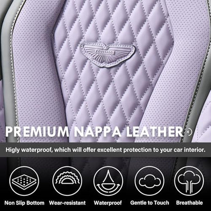 Coverado Leather Seat Covers 2 Seats, Car Seat Covers Front Seats, Purple Car Seat Cover 2 Pack, Front Car Seat Covers, Car Seat Cushion, Auto Seat Covers Driver Seat Protector Universal Fit Most Cars - color: Gray/Purple, size: FrontPair