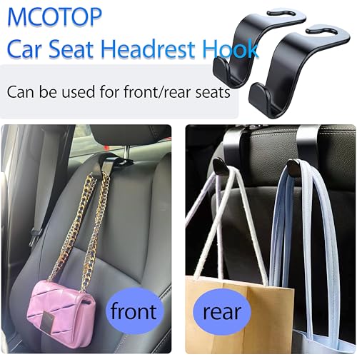 Car Seat Headrest Hook, Organizer Universal for Handbag/Purse/Gym Bag/Hat/Baby Gear/Groceries Car Accessories, Car Back Seat Headrest Hook (Black) (2)